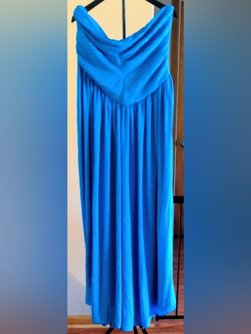 Lulu's Strapless Pleated Maxi Dress in Bright Blue